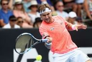 AUCKLAND, NEW ZEALAND - JANUARY 11:  David Ferrer of Spain plays a return during the mens singles match between Robin Haase of the Netherlands and David Ferrer of Spain on day 10 of the ASB Classic on January 11, 2017 in Auckland, New Zealand.  (Photo by Phil Walter/Getty Images)